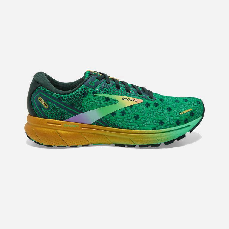 Brooks Ghost 14 Mens Cushioned Road Running Shoes - Bright Green/Gables/Gold - Philippines (691058EV